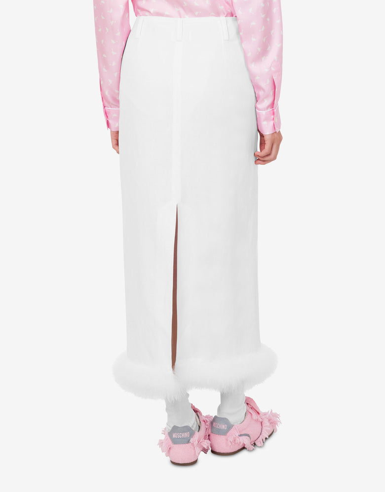 Falda de mezcla de lino teñida en hilo Blanco Moschino 3