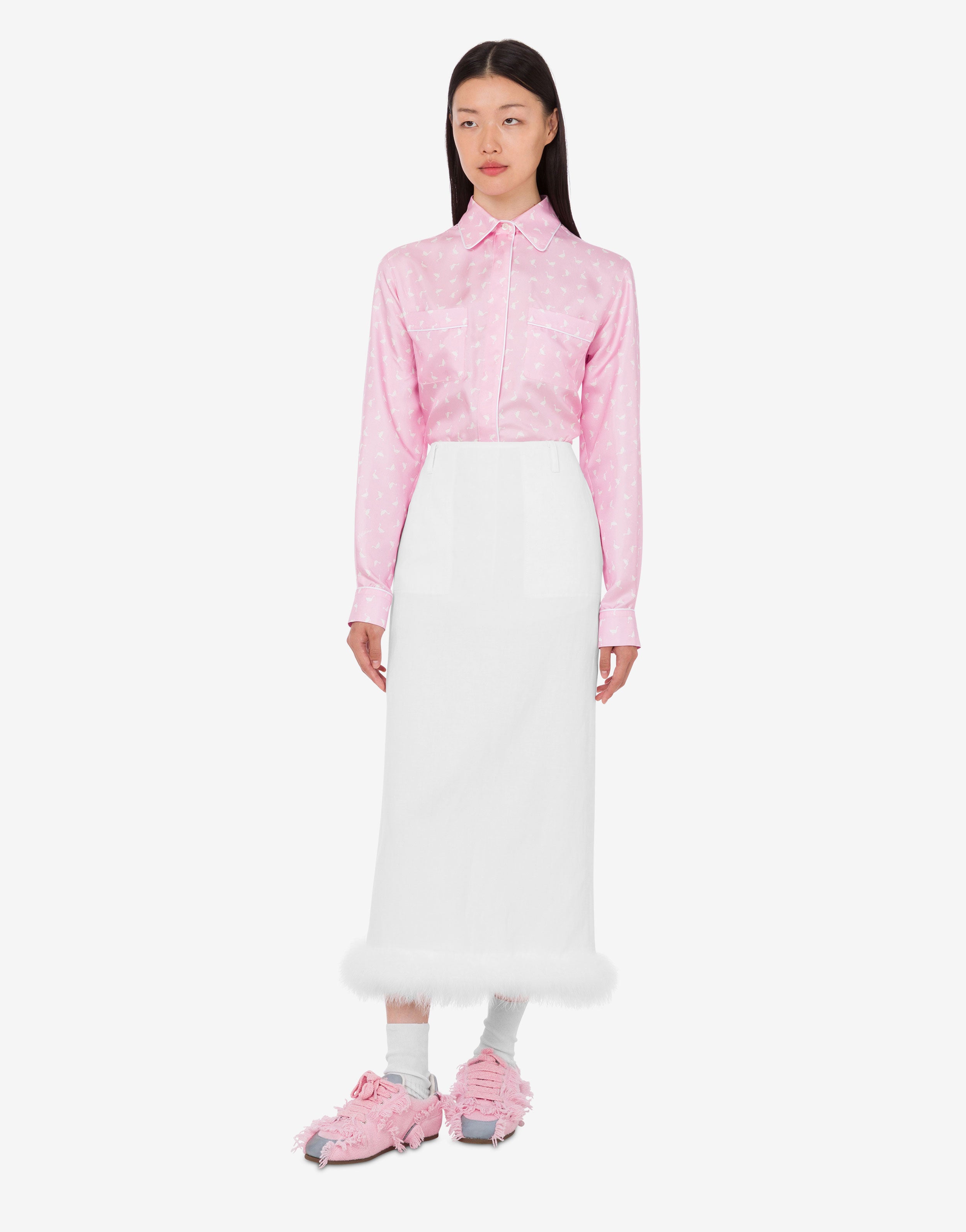 Linen blend yarn-dyed skirt | Moschino