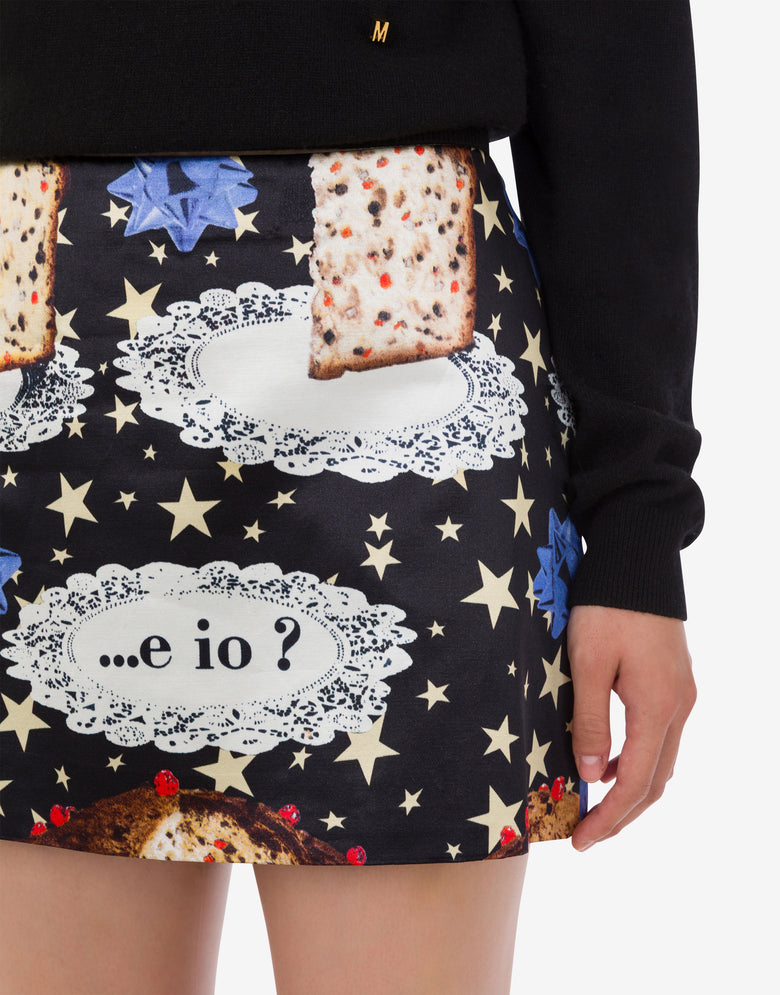 Printed cotton blend miniskirt Black Moschino 1