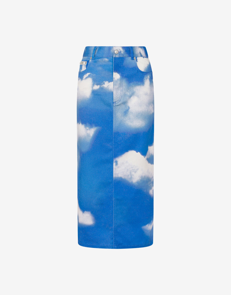 Archive Clouds cotton bull skirt Azure Moschino 4