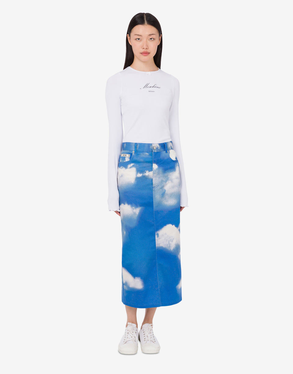 Archive Clouds cotton bull skirt Azure Moschino 0