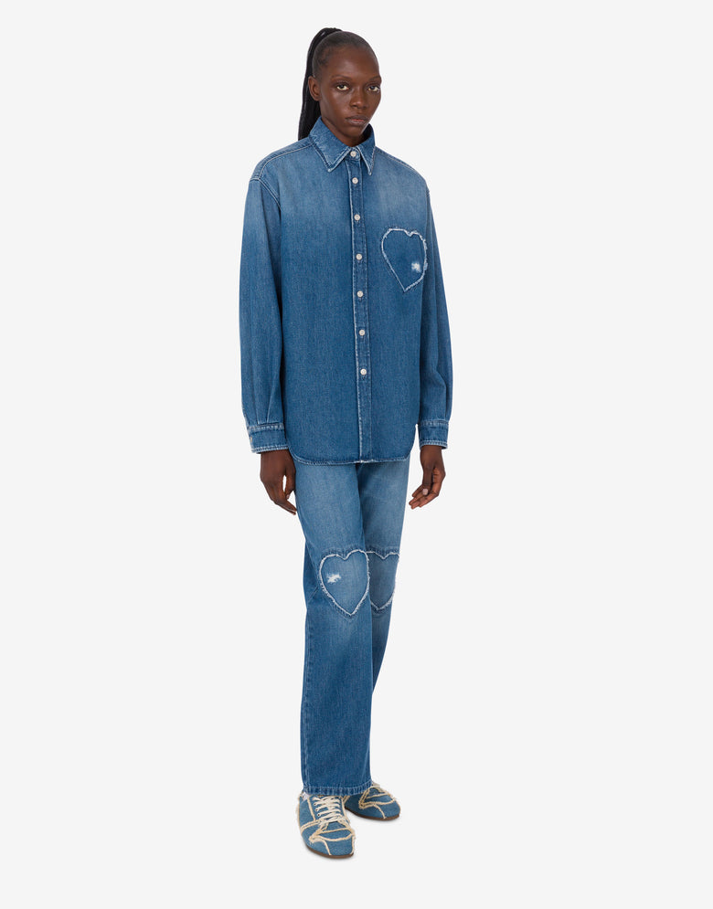 Blue cotton denim shirt Blue Denim Moschino 2