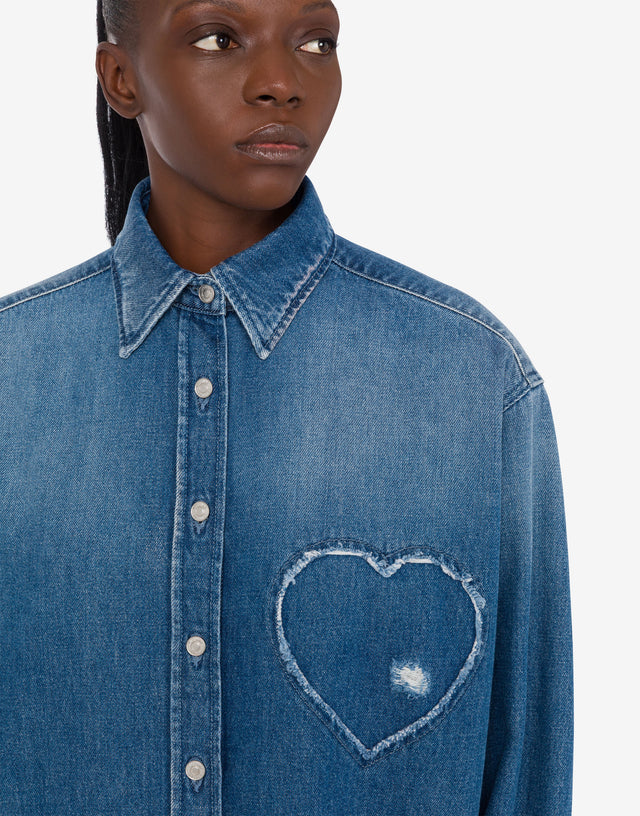 Blue cotton denim shirt Blue Denim Moschino 1