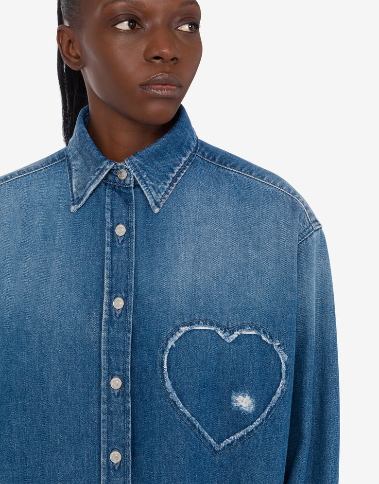 Blue cotton denim shirt Blue Denim Moschino 1
