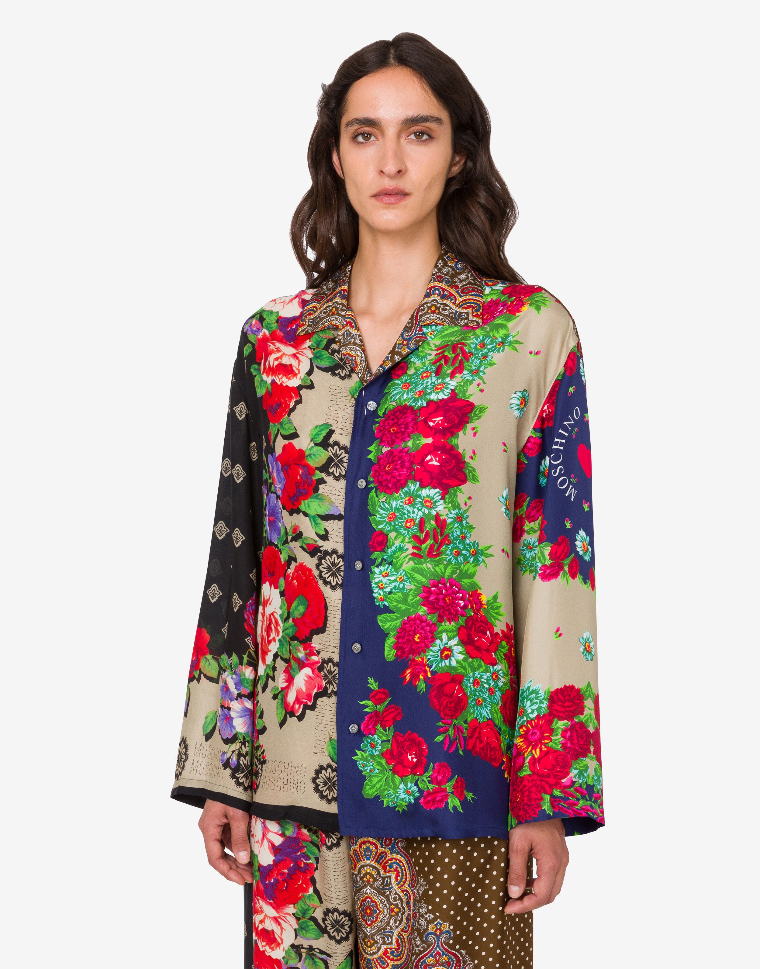 Camisa de seda estampada
