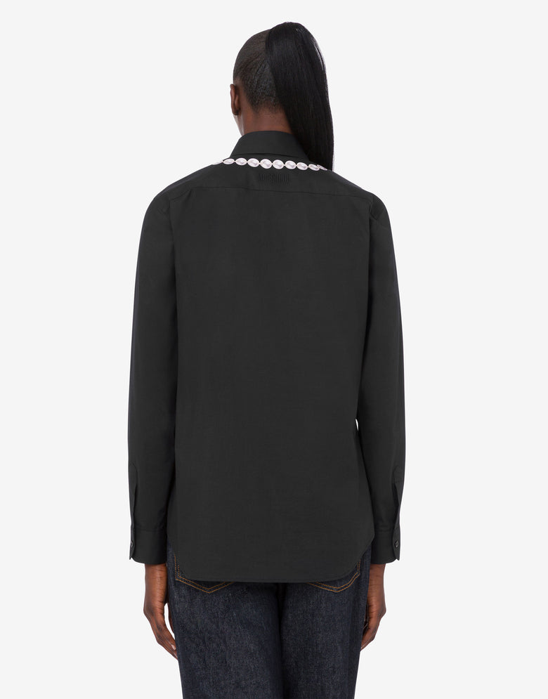 Printed stretch cotton poplin shirt Black Moschino 3