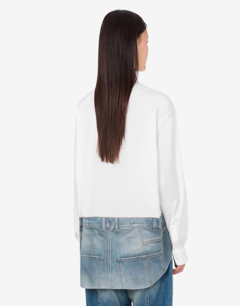 Camisa de popelina de algodón elástico estampada Blanco Moschino 3