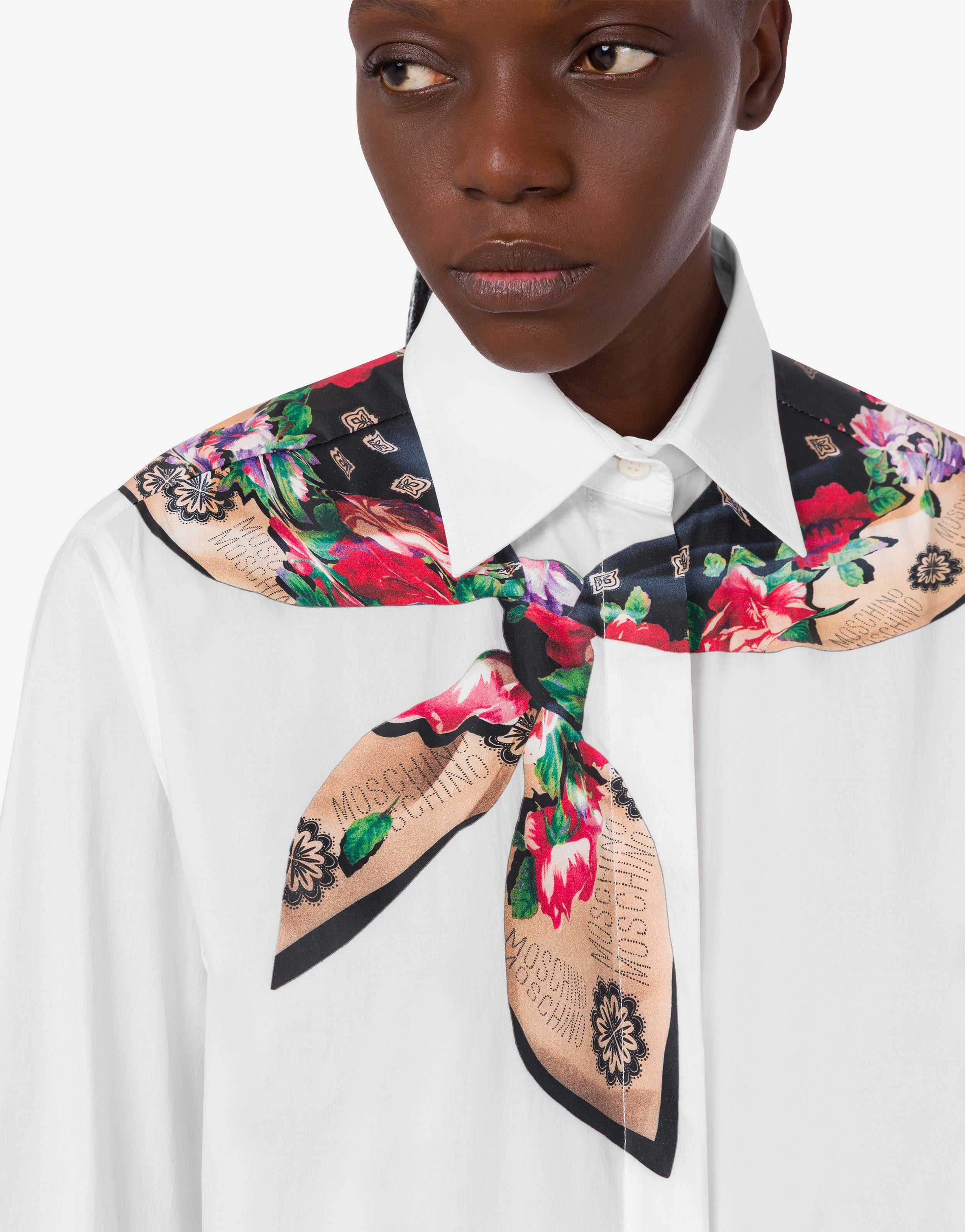 Printed stretch cotton poplin shirt | Moschino