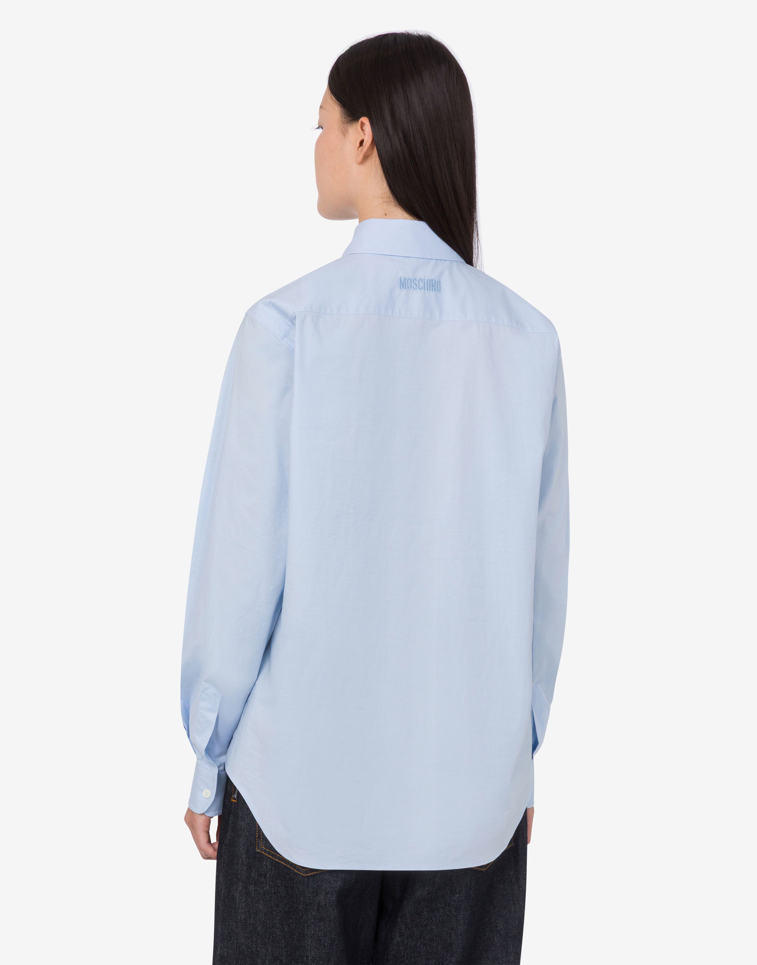 Printed stretch cotton poplin shirt | Moschino