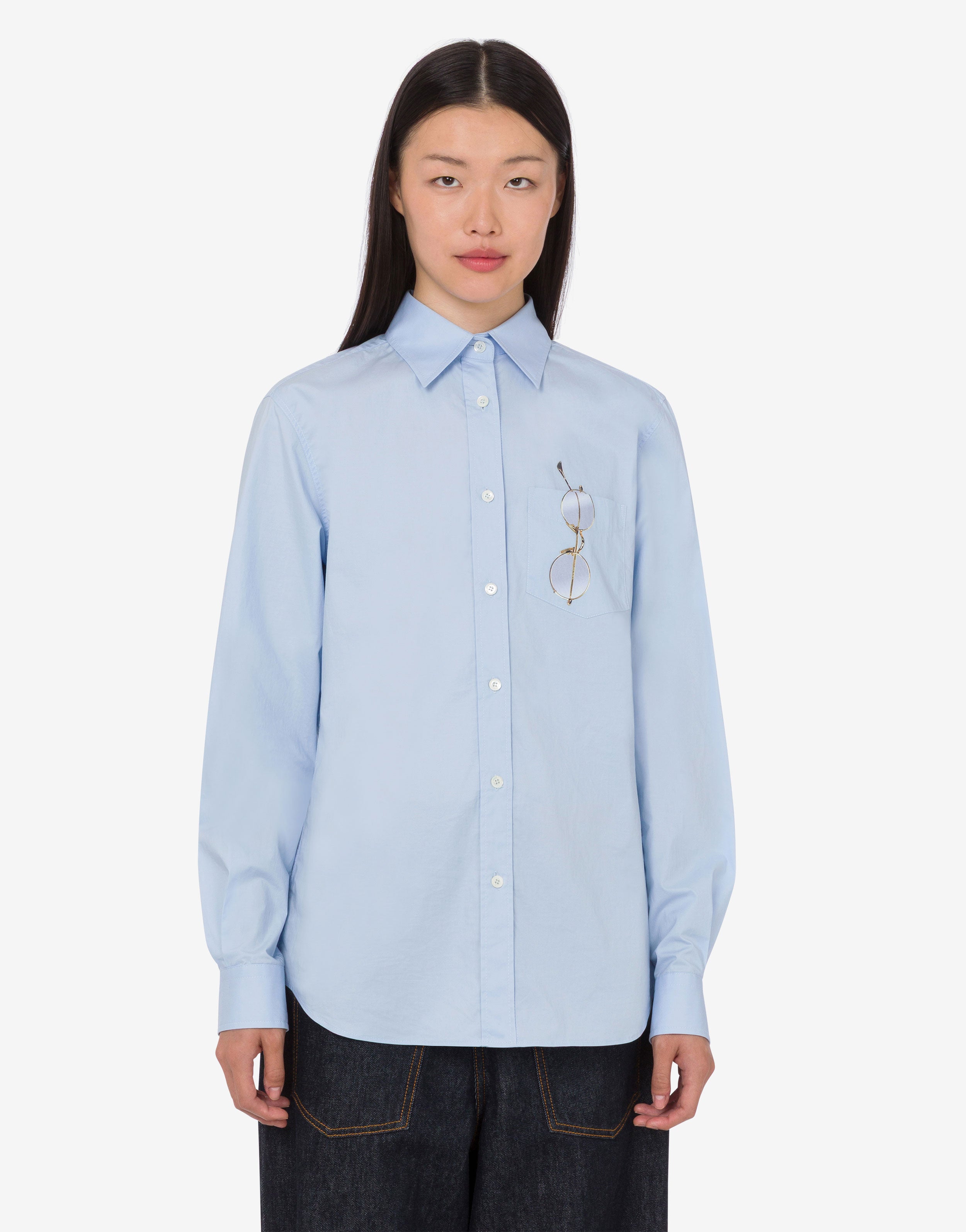 Printed stretch cotton poplin shirt | Moschino