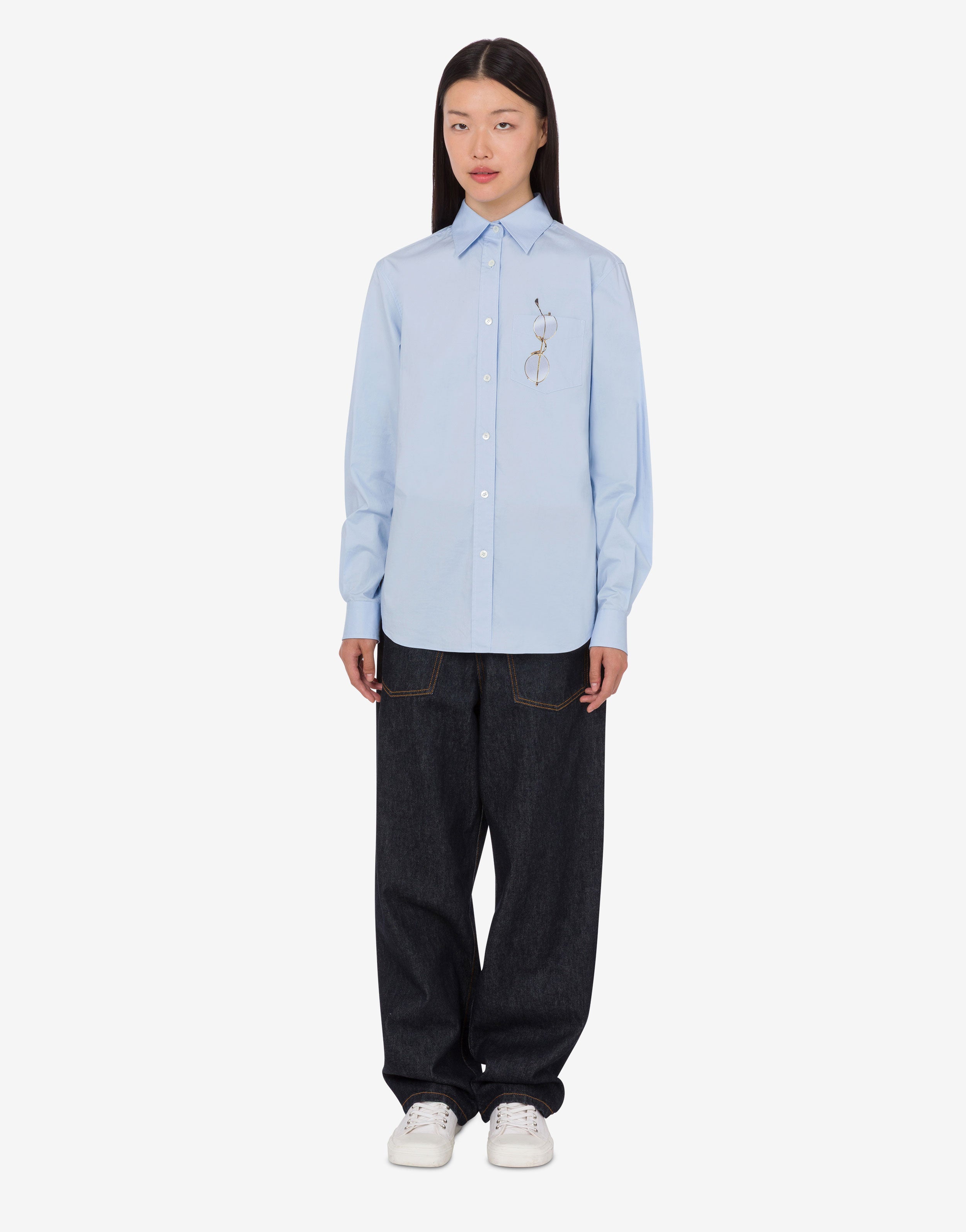 Printed stretch cotton poplin shirt | Moschino