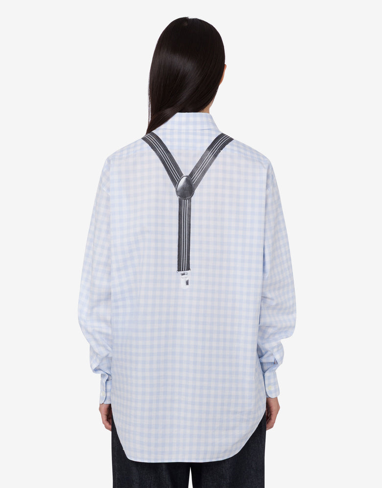 Printed cotton vichy shirt Azure Moschino 3