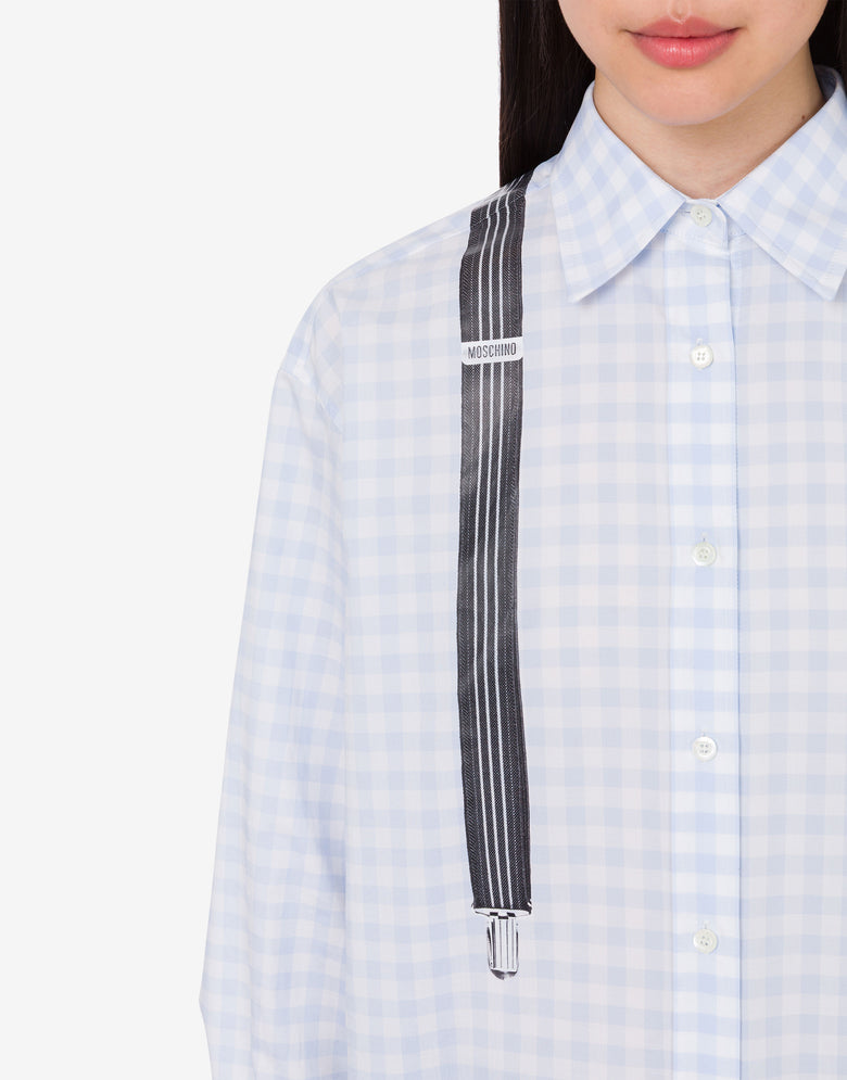 Printed cotton vichy shirt Azure Moschino 1