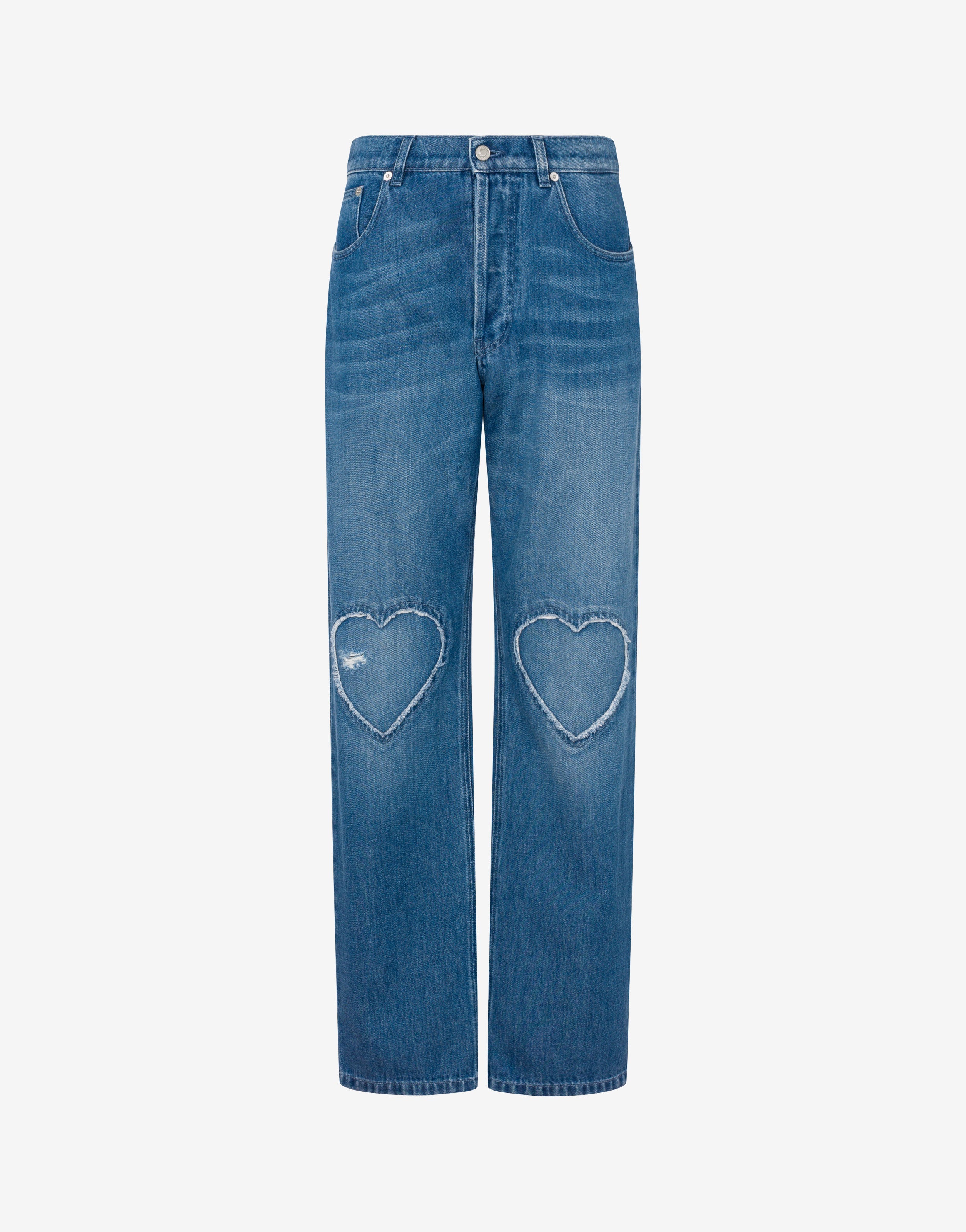 Blue cotton denim pants | Moschino
