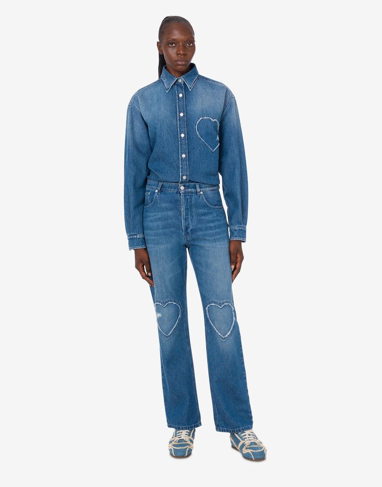 Blue cotton denim pants Blue Denim Moschino 1