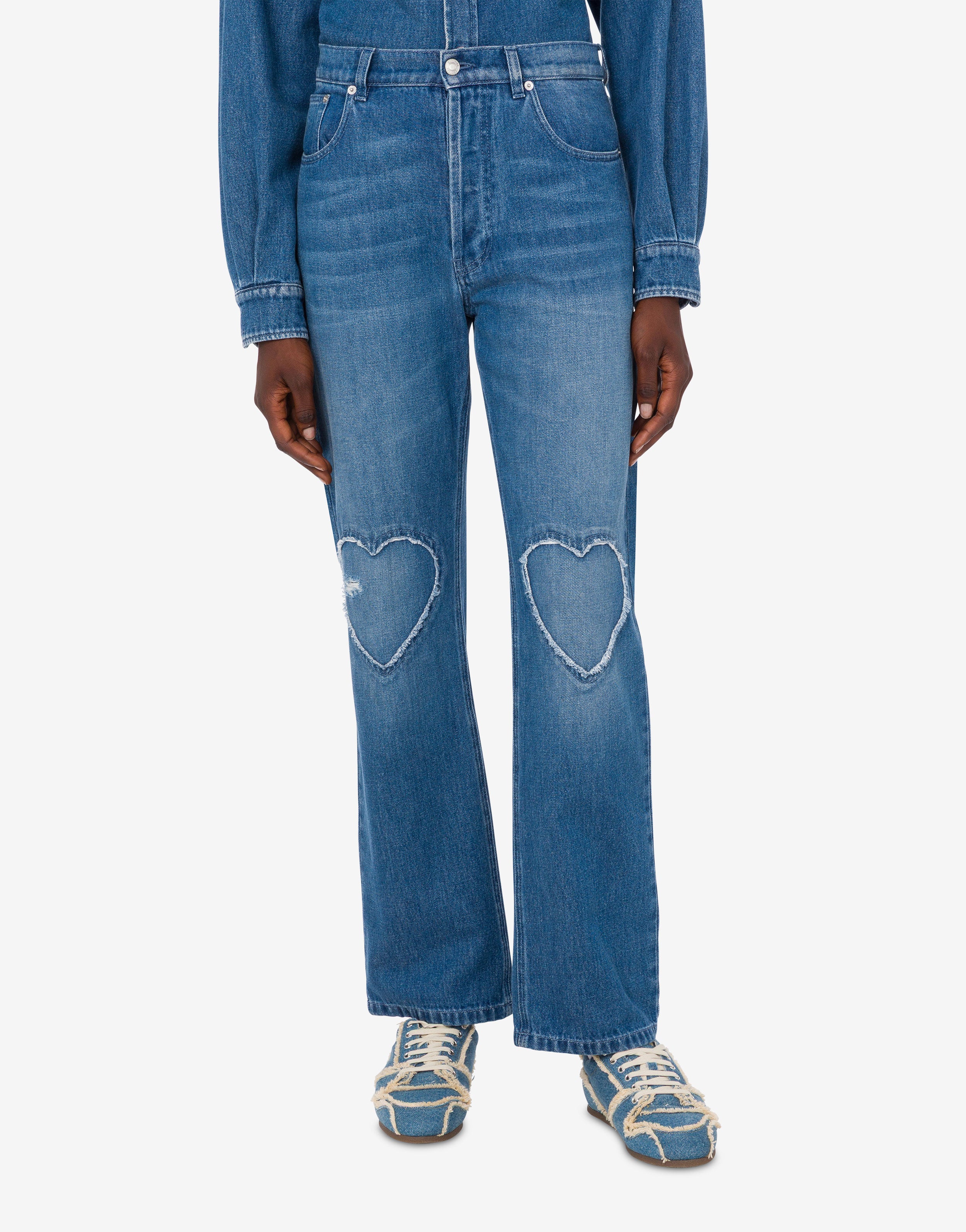 Blue cotton denim pants | Moschino