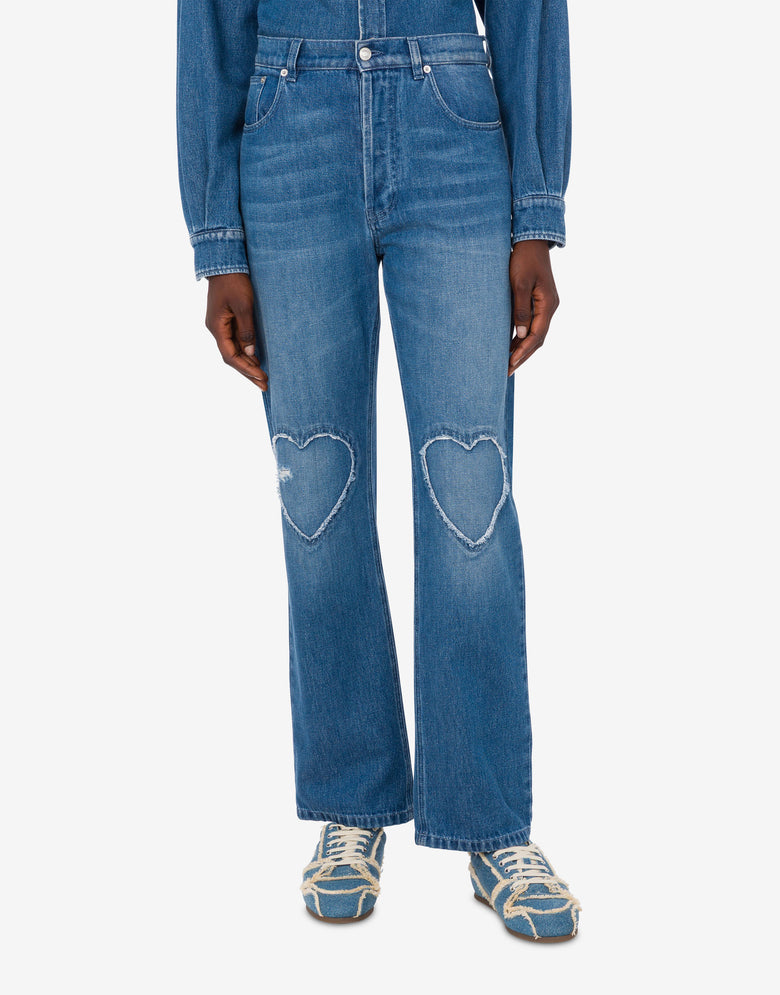 Blue cotton denim pants Blue Denim Moschino 2