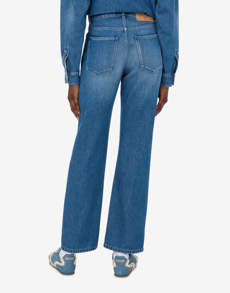 Blue cotton denim pants Blue Denim Moschino 3