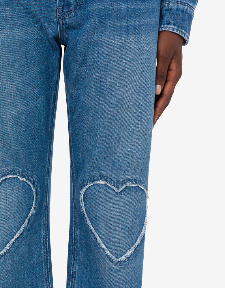 Blue cotton denim pants Blue Denim Moschino 3