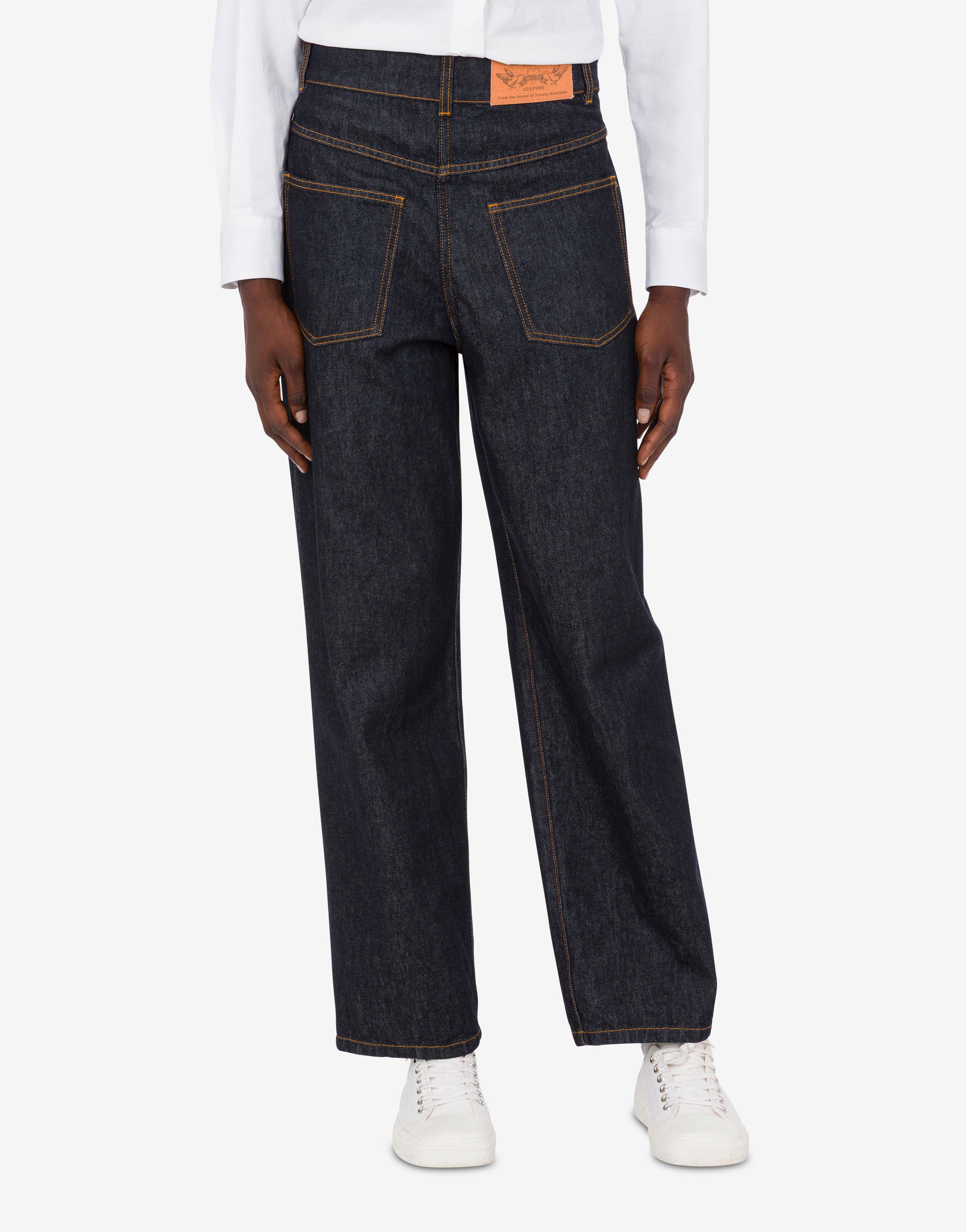 Blue cotton denim pants | Moschino