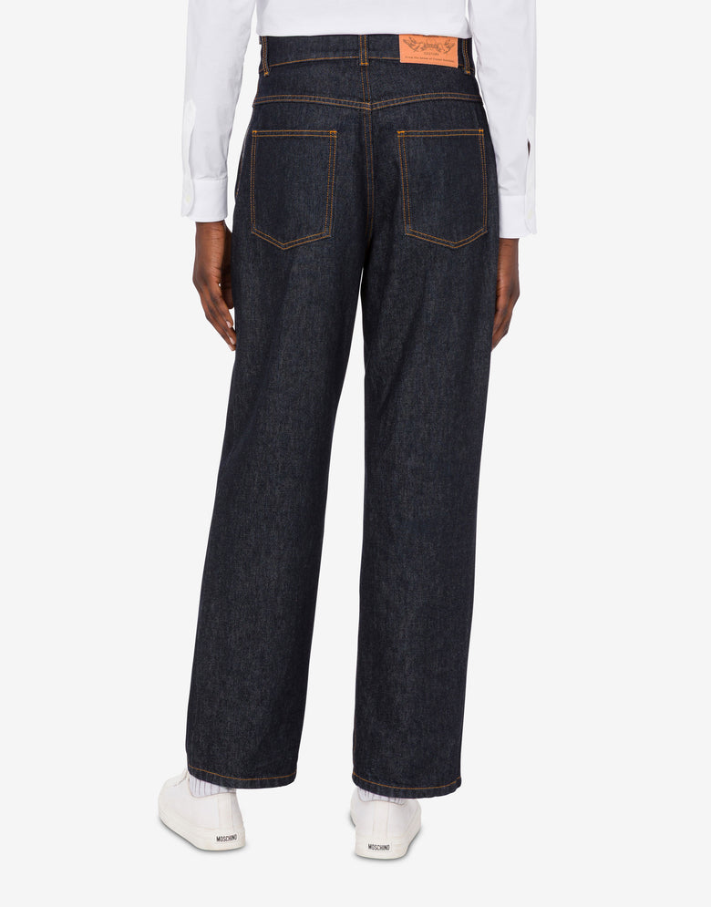 蓝色棉质牛仔长裤 深色牛仔蓝 Moschino 3