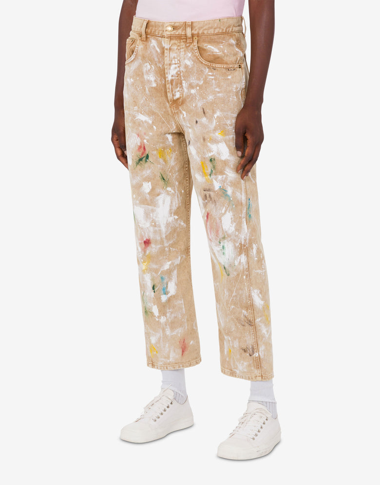 印花弹力棉公牛长裤 米色 Moschino 2