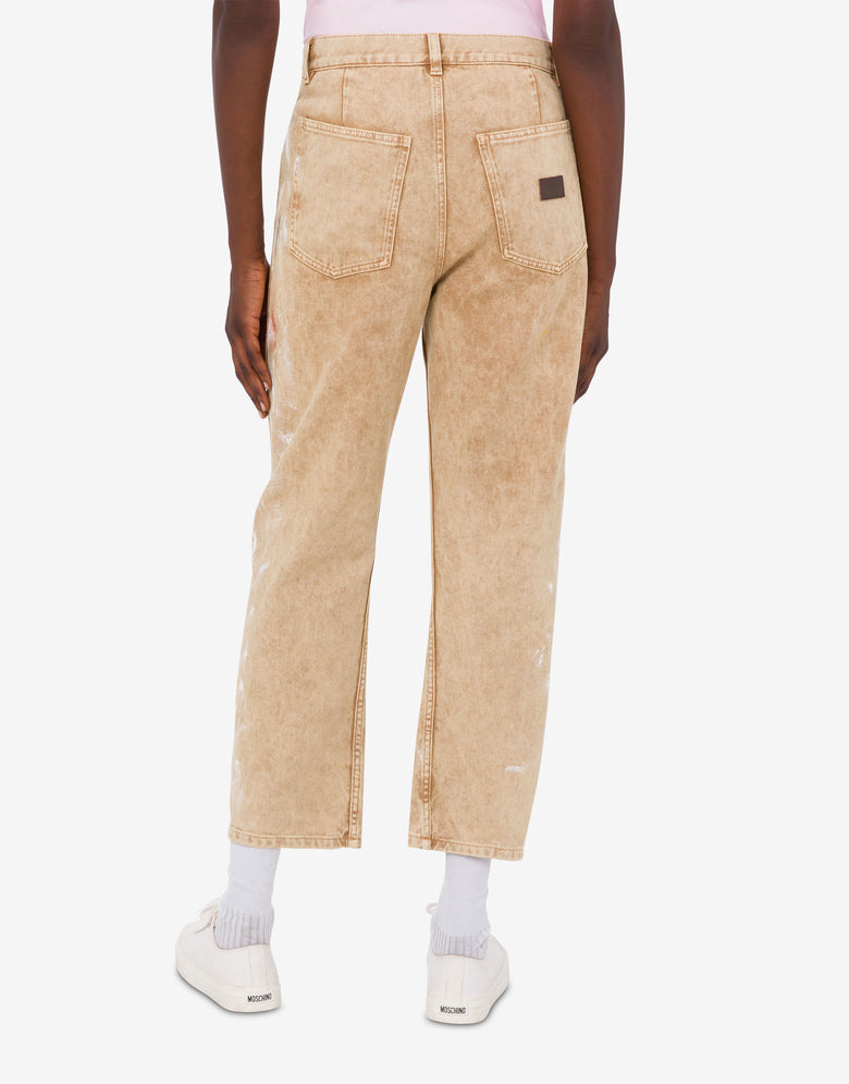 印花弹力棉公牛长裤 米色 Moschino 3
