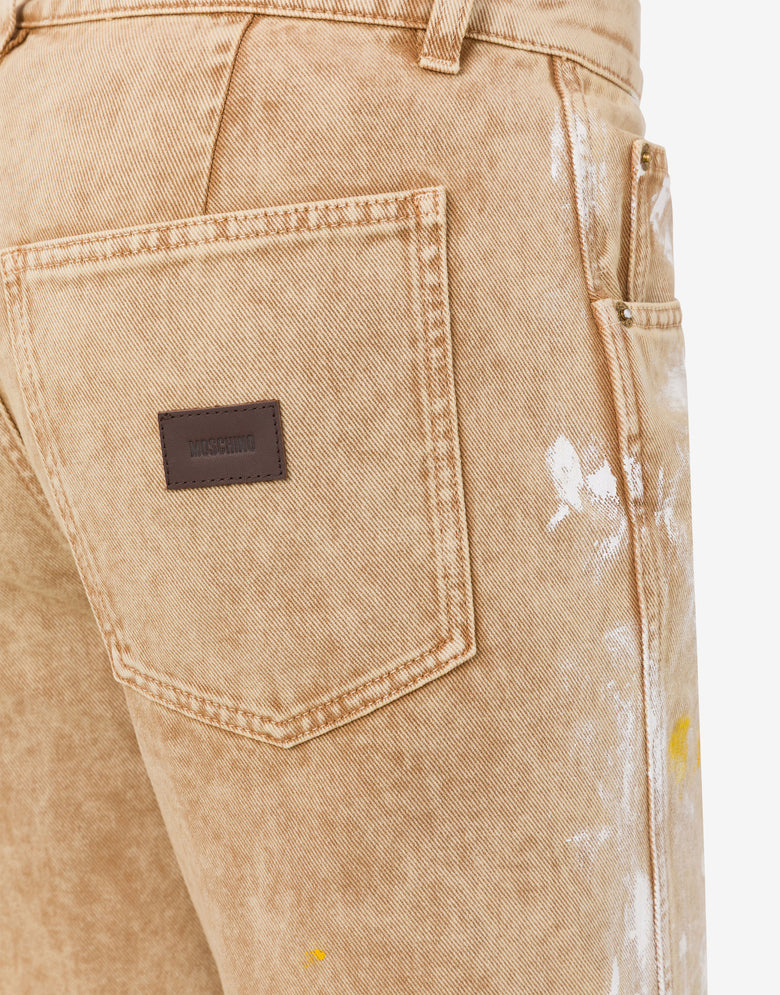 印花弹力棉公牛长裤 米色 Moschino 4