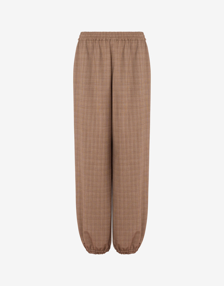 Stretch wool blend cloth pants Brown Moschino 4