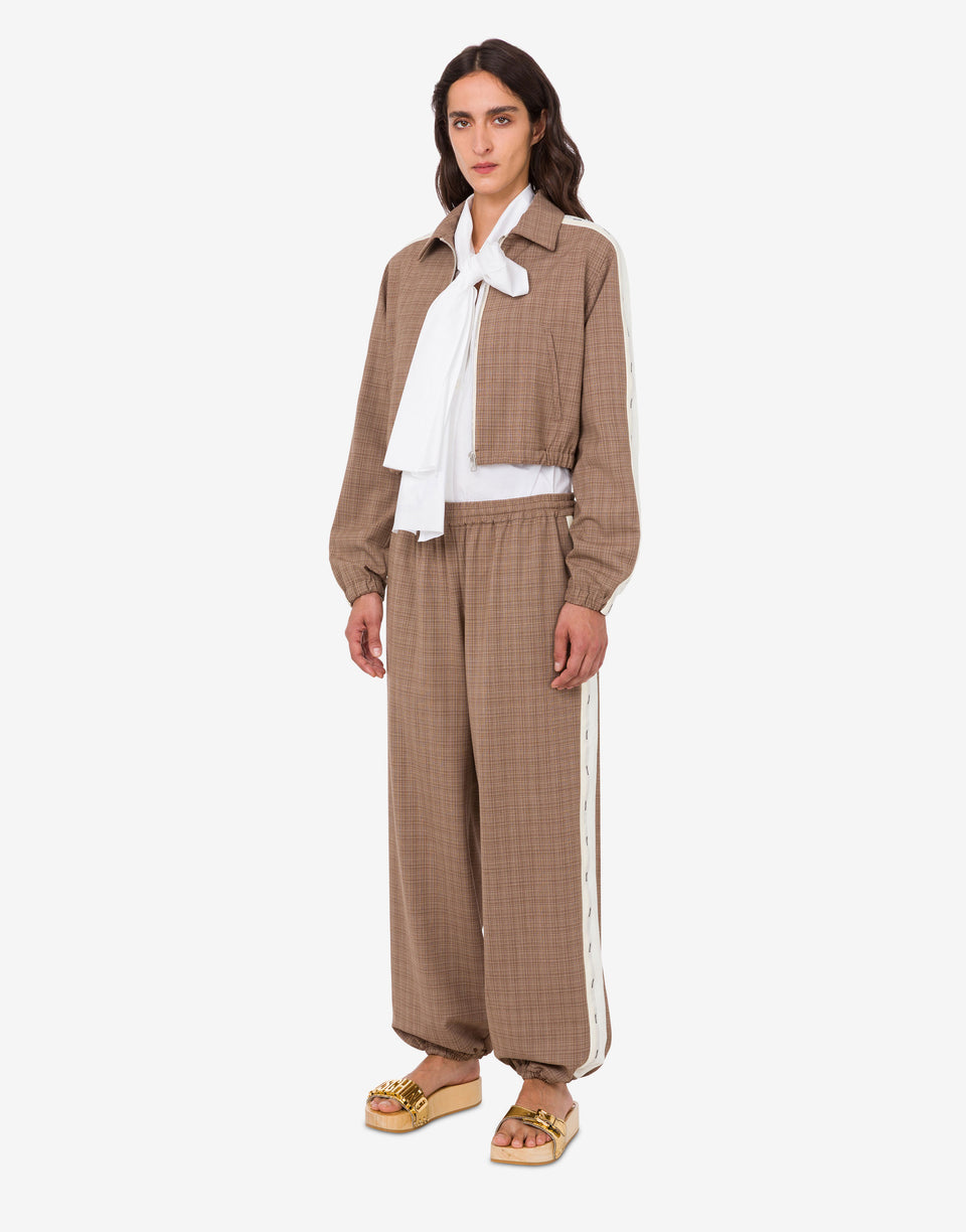 Stretch wool blend cloth pants Brown Moschino 0