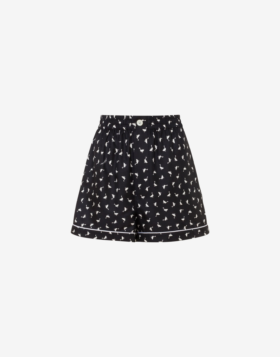 Pantalones cortos de seda de oca Negro Moschino 0