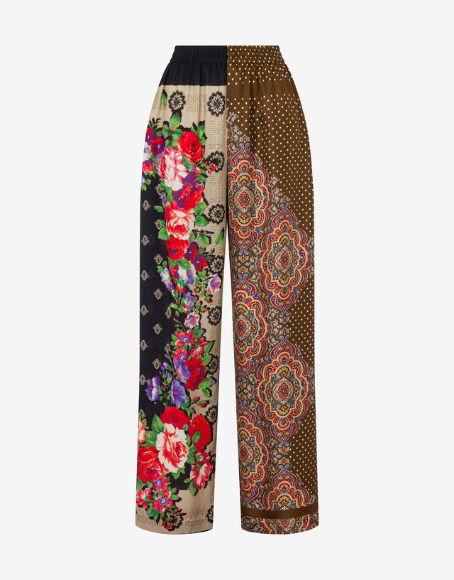 Printed silk pants Multicoloured Moschino 0