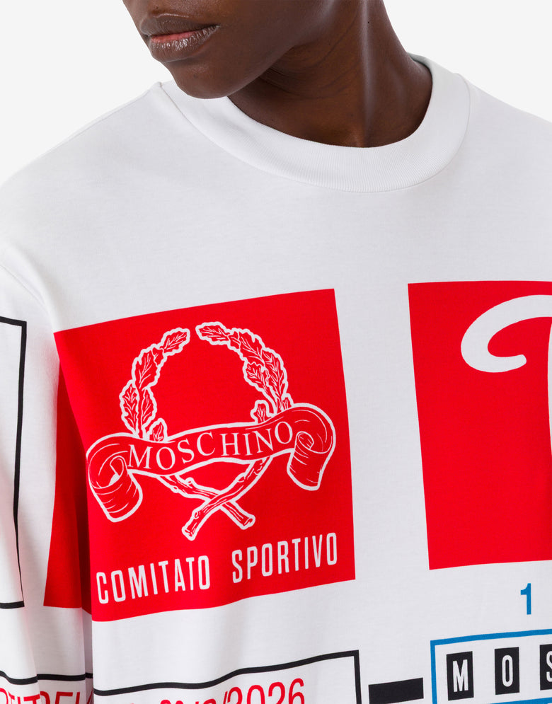 Vestido estampado de algodón grueso Blanco Moschino 3