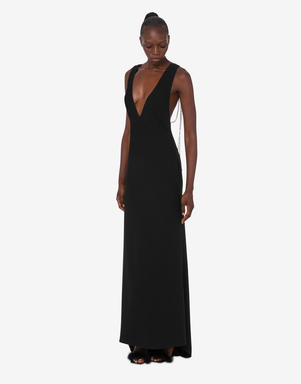 Embellished stretch crepe dress | Moschino Embellished stretch crepe dress | Moschino