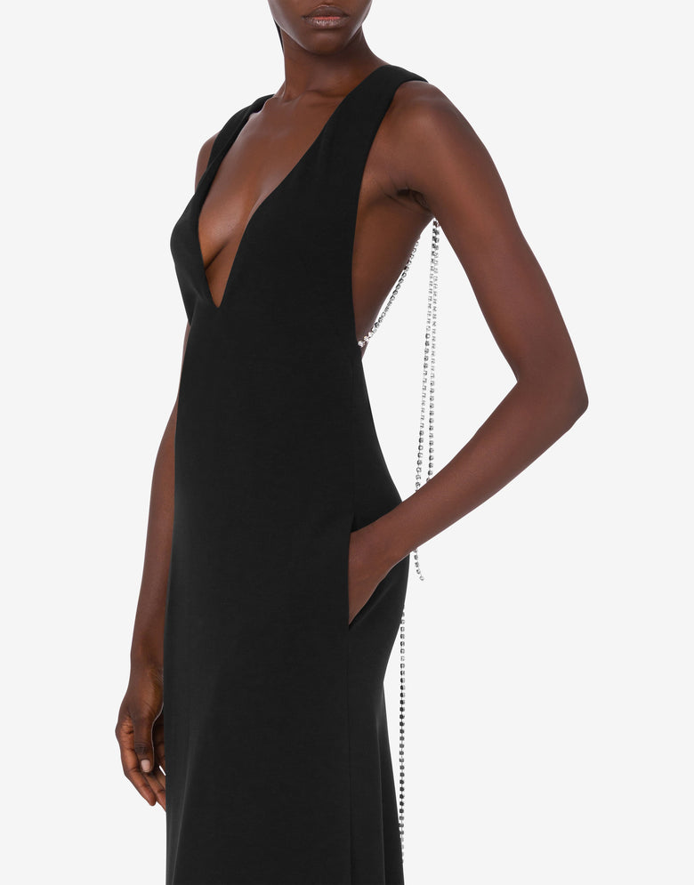 Embellished stretch crepe dress Black Moschino 2