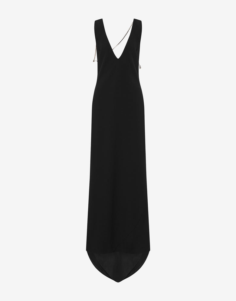 Embellished stretch crepe dress Black Moschino 3
