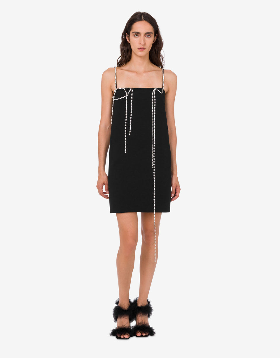 Embellished stretch crepe dress