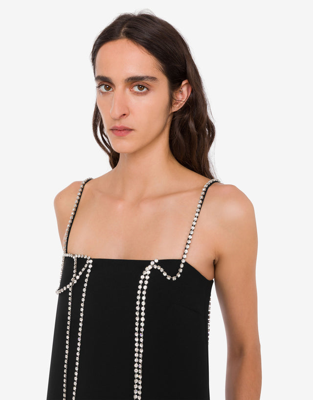 点缀弹力绉连衣裙 黑色 Moschino 1