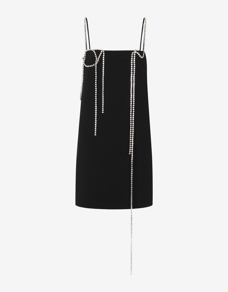 Embellished stretch crepe dress Black Moschino 3