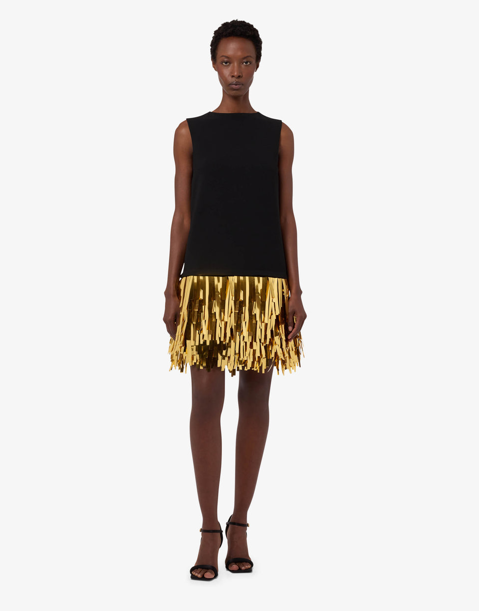 Vestido de crepe elástico embelezado Negro Moschino 0