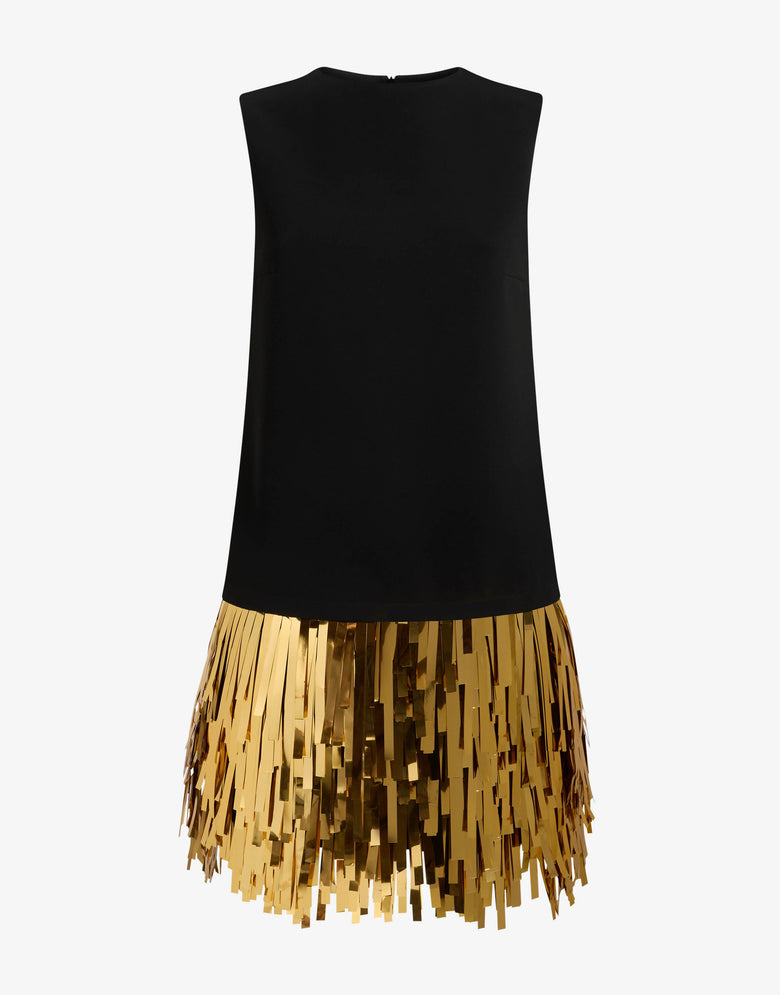 Abito in crêpe stretch decorato Nero Moschino 3