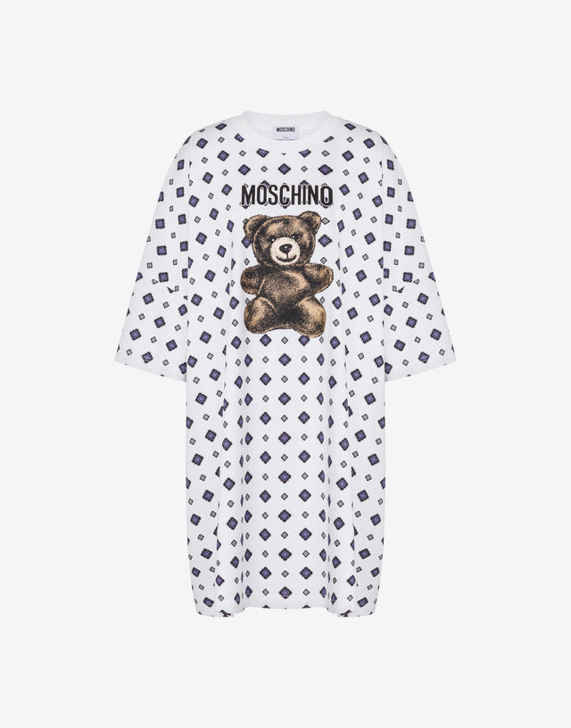 Moschino Vestido de punto de algodón orgánico Teddy Bear Blanco Moschino 0