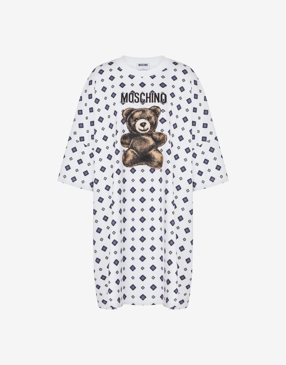 Moschino Vestido de punto de algodón orgánico Teddy Bear Blanco Moschino 0