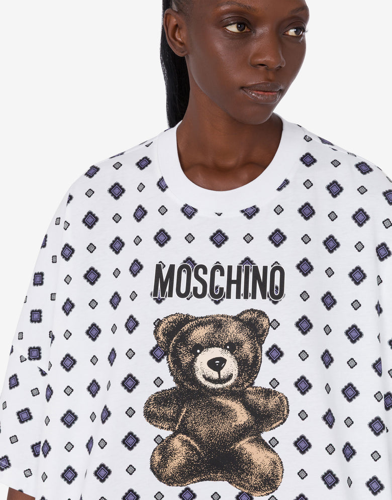Moschino Vestido de punto de algodón orgánico Teddy Bear Blanco Moschino 3