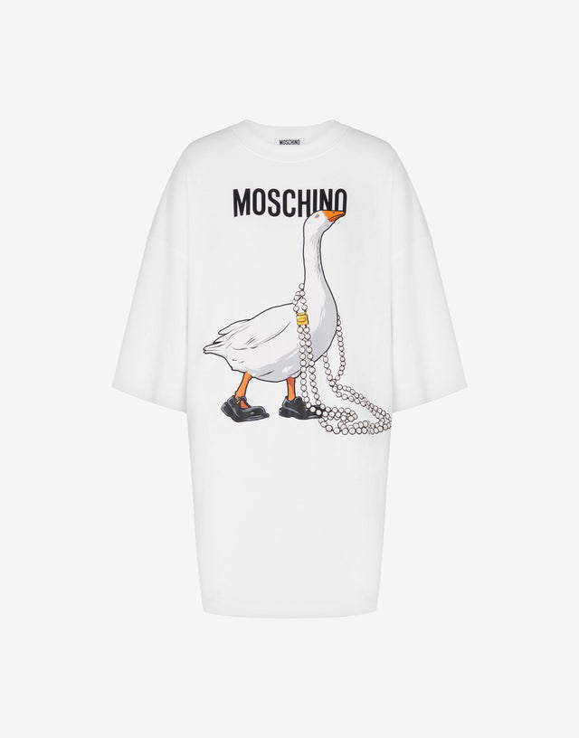 Vestido de algodón grueso de oca Blanco Moschino 0