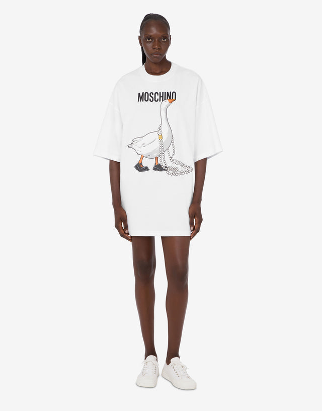 Vestido de algodón grueso de oca Blanco Moschino 1