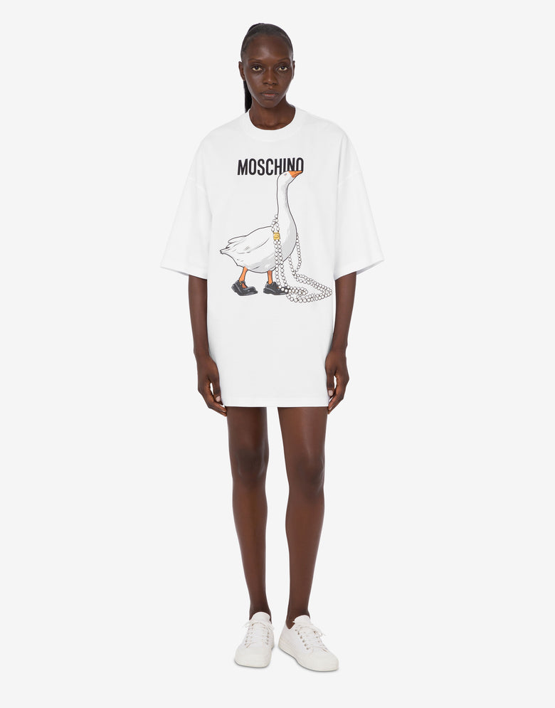 Vestido de algodón grueso de oca Blanco Moschino 1