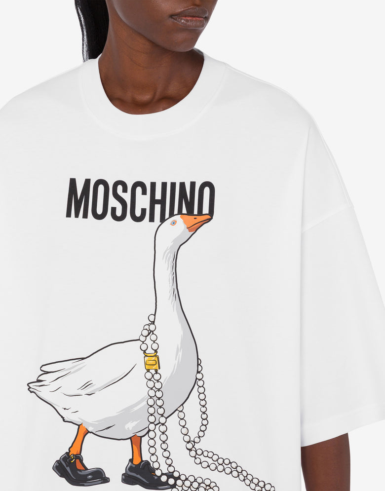 Vestido de algodón grueso de oca Blanco Moschino 3