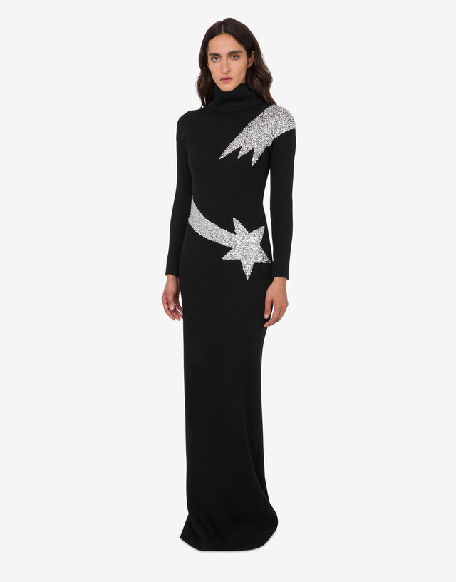 Abito in misto cotone decorato Nero Moschino 0