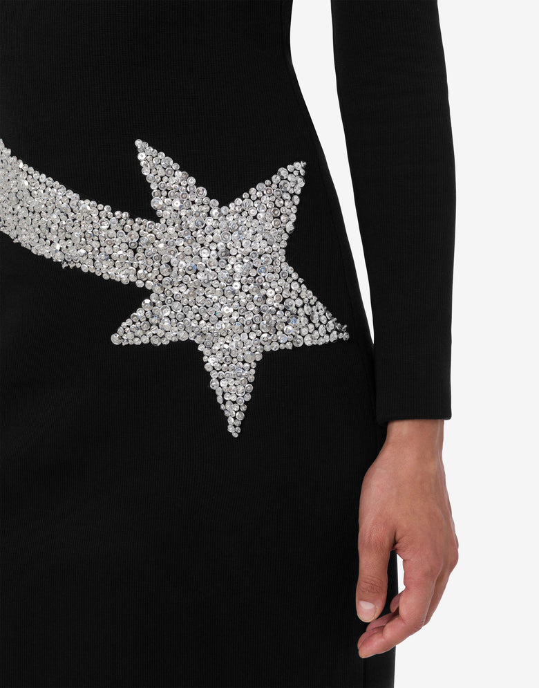 Abito in misto cotone decorato Nero Moschino 3